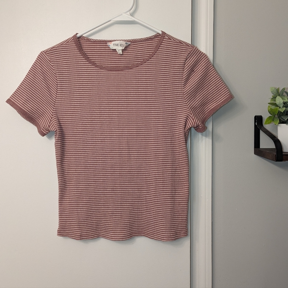 Pink Striped Crop Top
